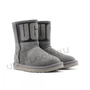 Угги средние с логотипом UGG Серые