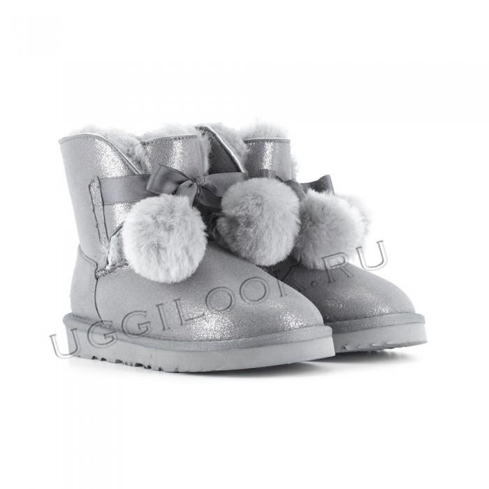 Gita Bow Boot for Kids Metallic Grey Seal