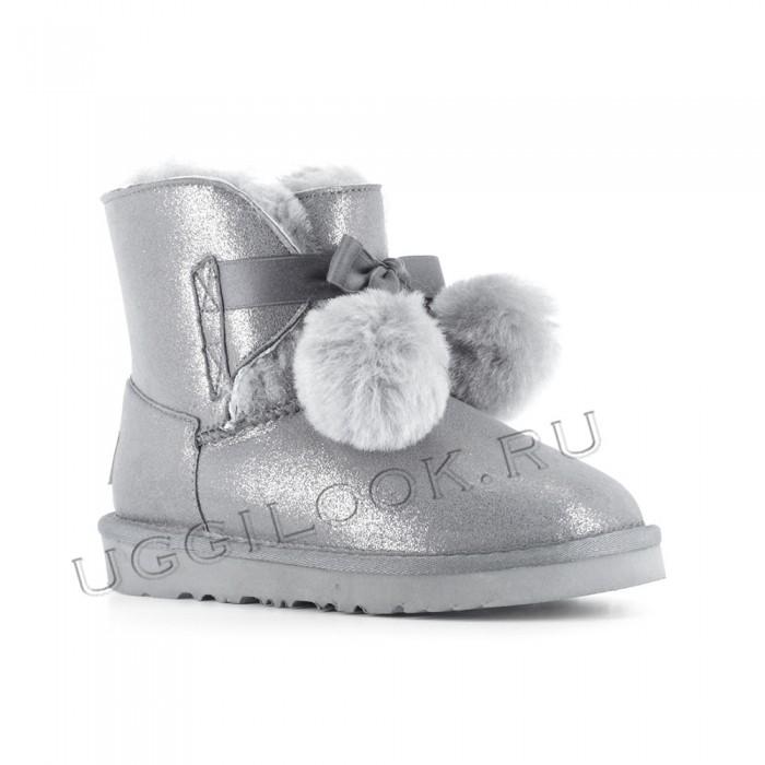 Gita Bow Boot for Kids Metallic Grey Seal