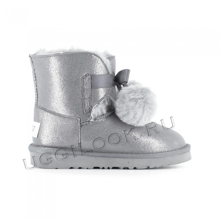 Gita Bow Boot for Kids Metallic Grey Seal