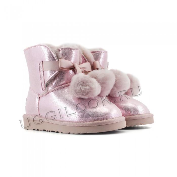 Gita Bow Boot for Kids Metallic Pink