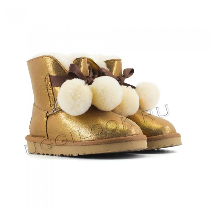 Gita Bow Boot for Kids Metallic Gold