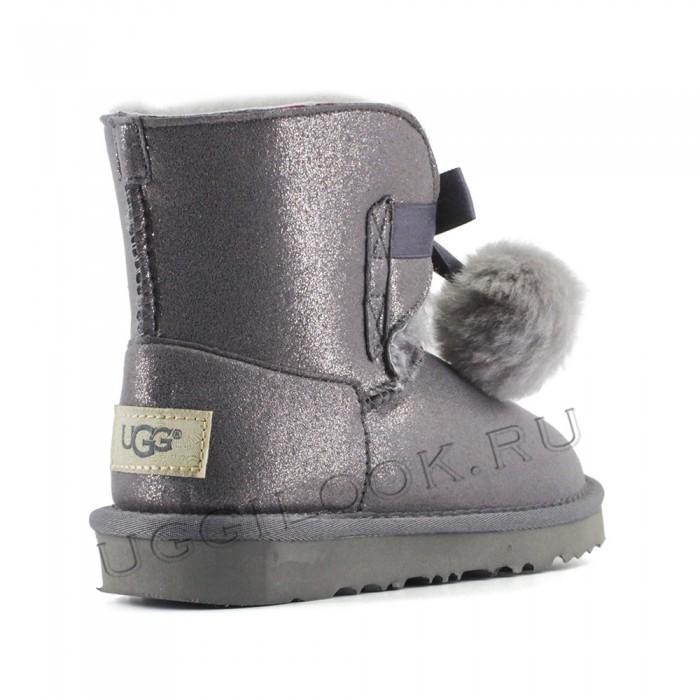 Gita Bow Boot for Kids Metallic Grey