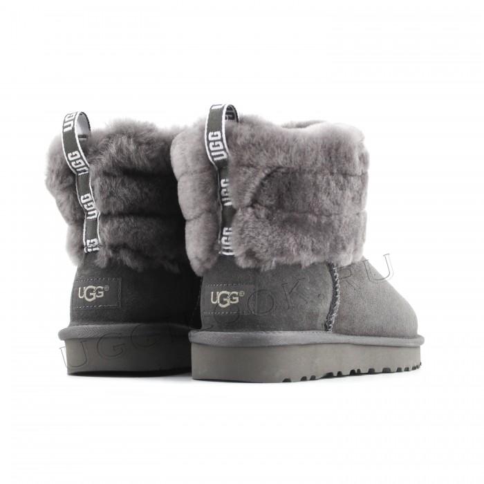 Mini Fluff Quilted Boot Charcoal