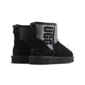 Угги мини с логотипом UGG черные