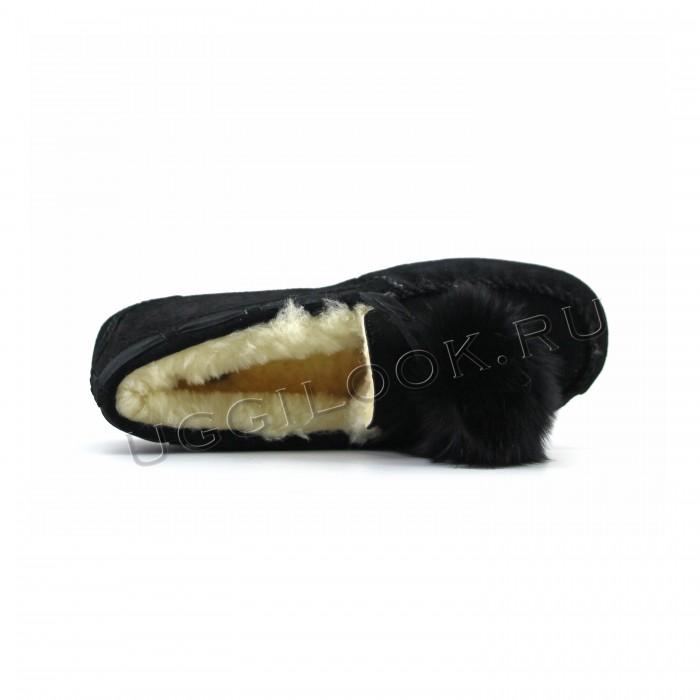 Dakota Pom Pom Slipper Black