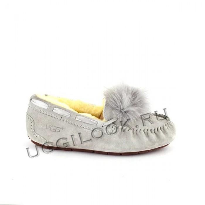 Dakota Pom Pom Slipper Light Grey