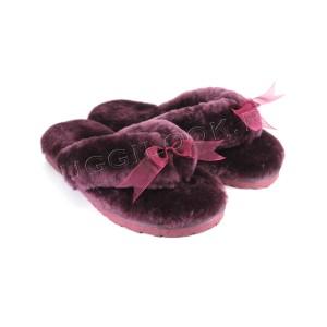 Меховые вьетнамки Fluff Flip Flop Maroon