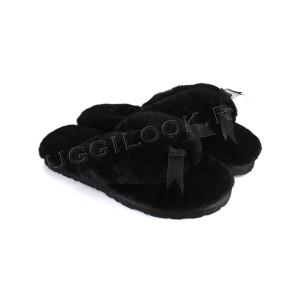 Меховые вьетнамки Fluff Flip Flop Black