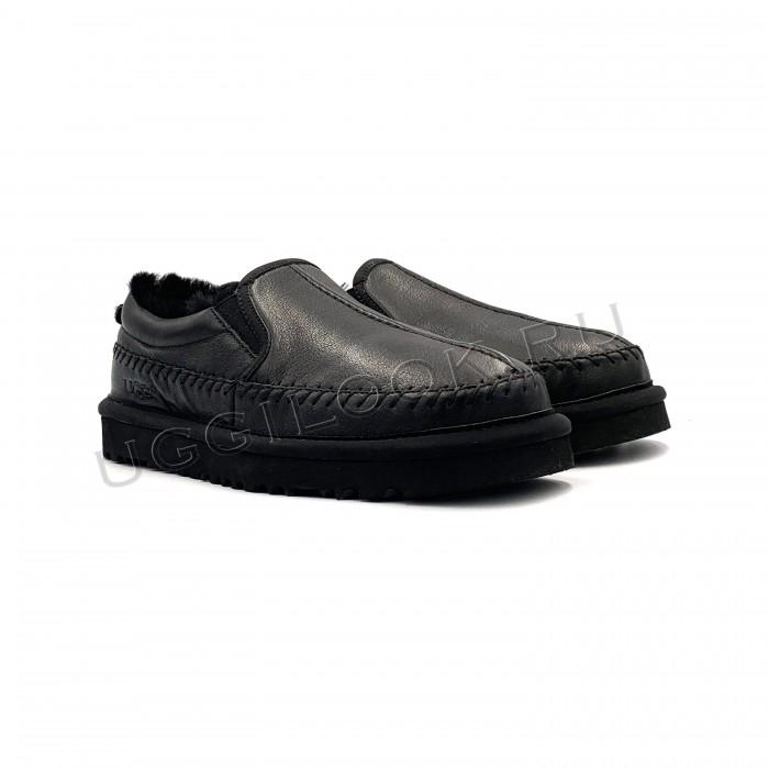 Slipper for Women Stitch Slip Leather Black